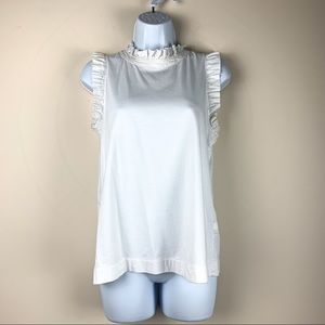 Banana Republic white sleeveless blouse.